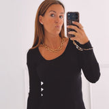 CAMELIA BLACK RIBBED LONGSLEEVE SHIRT