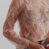 ELENA LIGHT PINK LACE LONGSLEEVE TOP