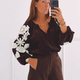 MILENA BROWN FLOWER BLOUSE