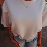 SOLSTICE LIGHT BEIGE CROPPED T-SHIRT