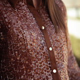 STARLING BROWN SEQUIN BLOUSE