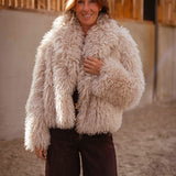 LENORA BEIGE FAUX FUR JACKET