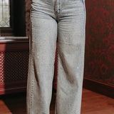 LIGHT BLUE RHINESTONE WIDE LEG JEANS A3022
