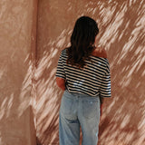 DALILA DARK BLUE/ECRU STRIPED T-SHIRT