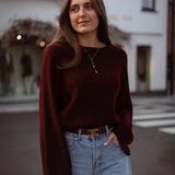 MACKENZIE BORDEAUX KNIT SWEATER
