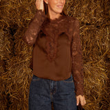 DEMI BROWN LACE BLOUSE
