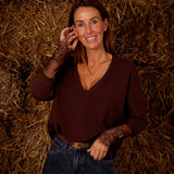 KODA BROWN LACE V-NECK PULL
