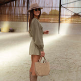 PATSY KHAKI BUTTON SWEATER