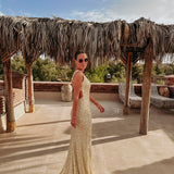 SOUAD GOLD SEQUIN ONE SHOULDER DRESS