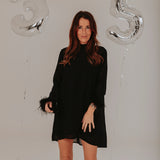 BORN TO PARTY BLACK FEATHER DRESS