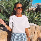EMANUELA DARK BLUE CHECKERED SHORT
