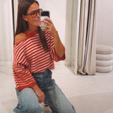 NORE RED STRIPED CUT-OUT PULL