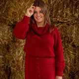 IVYLYN RED KNIT TWO-PIECE SET