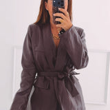 NONA BURGUNDY LEATHER BELT BLAZER