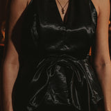 BOW AND GLOW BLACK HALTER TOP