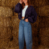 OAKLYN DARK BLUE SUEDE JACKET