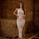 PHOENIX BEIGE RIBBED MAXI DRESS