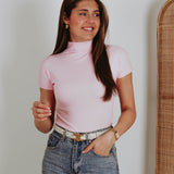 LUNA LIGHT PINK SHORTSLEEVE TURTLENECK TOP