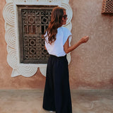 MEKNES DARK BLUE STRIPED BELT PANTS
