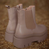 BRINDLE TAUPE LEATHER BOOTS