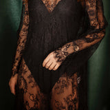 ANGEL LONG BLACK LACE DRESS