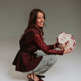 BIRTHDAY GIRL BURGUNDY SLEEVELESS BLAZER