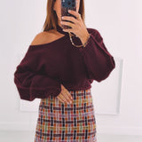 FALL IS COMING BORDEAUX CUT-OUT SWEATER