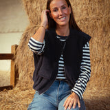 BRIONY DARK BLUE STRIPED LONGSLEEVE SHIRT