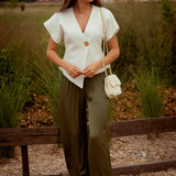 QUINN WHITE BUTTON BLOUSE