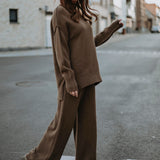 SIMPLY COSY BROWN COMFY TWO-PIECE SET