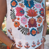 CULLERA ECRU FLOWER TOP