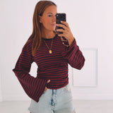 DELANEY BORDEAUX/DARK BLUE STRIPED LONGSLEEVE SHIRT
