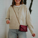 NORI BEIGE BUTTON CARDIGAN