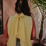 GHIZLANE LIGHT YELLOW OPEN BACK BLOUSE