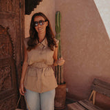 LOUBNA TAUPE CARGO BLOUSE