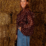 HAYSIE BROWN POLKADOTS BLOUSE