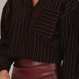 LUMINOUS BURGUNDY STRIPED BLOUSE