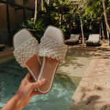 PEARL PALM ECRU SLIPPERS