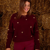 AUTUMNHEART BURGUNDY KNIT SWEATER