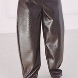 KATE BROWN CROCODILE LEATHER PANTS