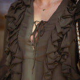 THELMA KHAKI RUFFLE DRESS