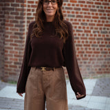 MACKENZIE BROWN KNIT SWEATER