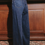 DARK BLUE PALAZZO WIDE LEG JEANS 636-F