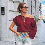 BRIGITTE ASYMMETRIC BORDEAUX T-SHIRT