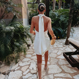 PRECIOSA ECRU HALTER DRESS