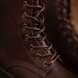 SADIE BROWN LACE-UP CHUNKY BOOTS