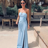 PALMIRA BLUE BUSTIER DRESS