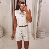 HEIDI ECRU DENIM TWO-PIECE SET