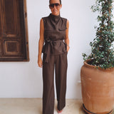 MORENA BROWN TWO-PIECE SET