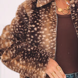 BAMBI BROWN FAUX FUR JACKET